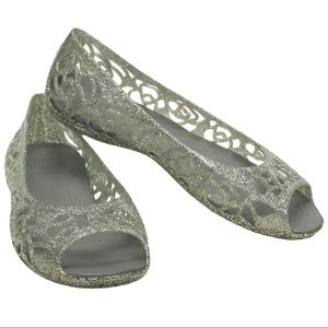 Crocs Isabella Glitter Flat In Silver